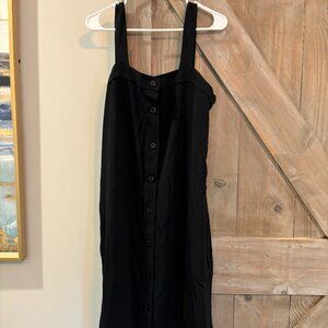 Everlane Black Button-Front Midi Dress | Size 12 | 100 % Triacetate